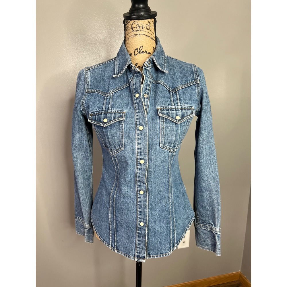 90's Arizona Jean Company Womens Denim Western Snap Front Shirt equestrian